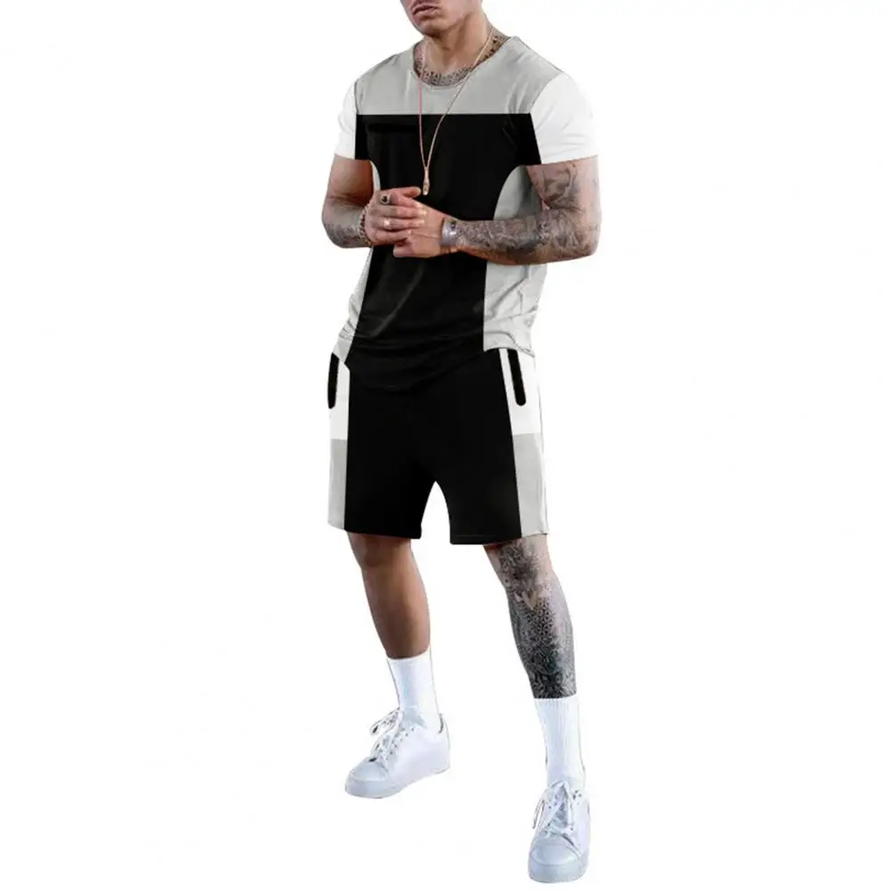 2 Pcs/Set Cool Drawstring Round Neck Contrast Color T-shirt Shorts Set Men Garment T-shirt Shorts Set Men Tracksuit
2 Pcs/Set Cool Drawstring Round Neck Contrast Color T-shirt Shorts Set Men Garment T-shirt Shorts Set Men Tracksuit