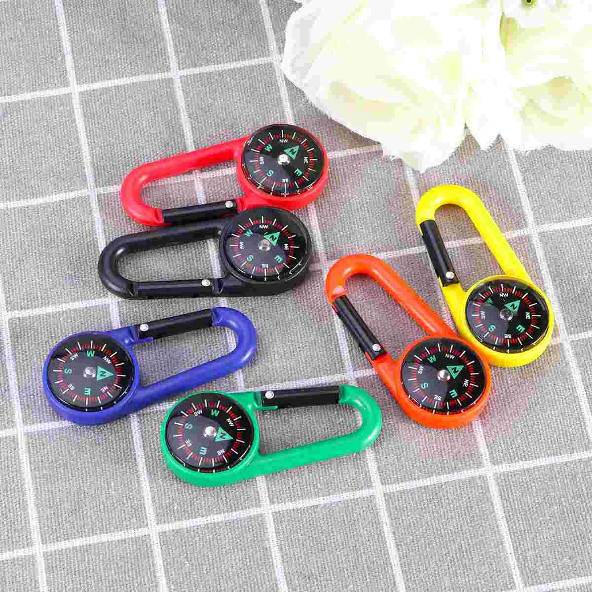 

12 Carabiner Compass Compass Carabiner Clip for Outdoor Hiking Camping Climbing Travelling ( Random Colors )