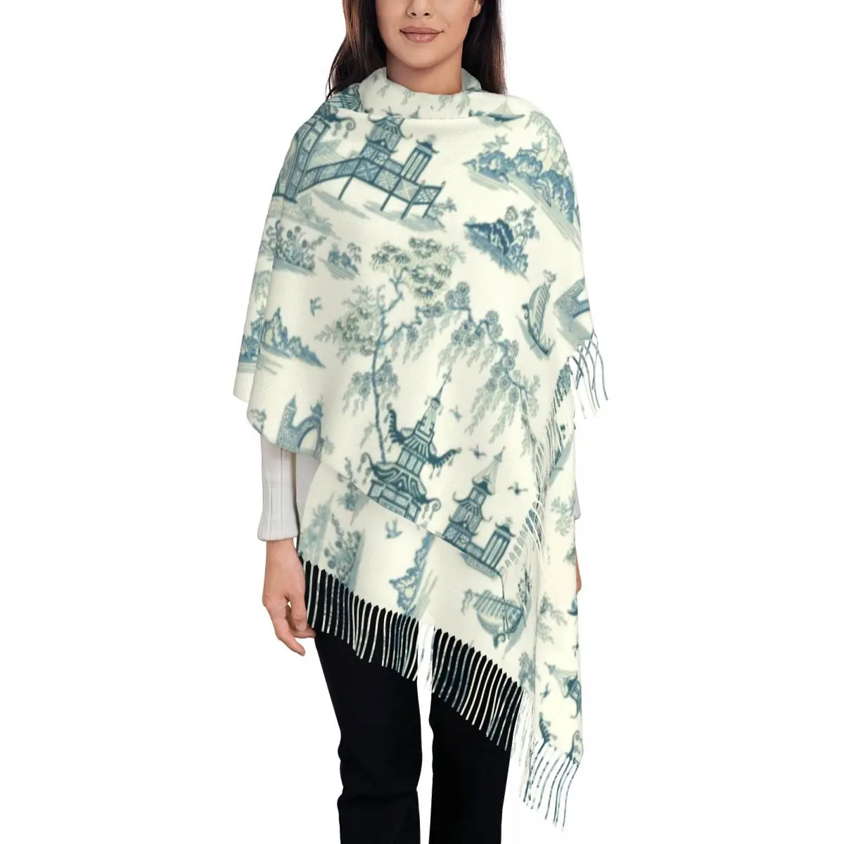 Oriental Pagoda Chinoiserie Vintage Temple Garden Scarf Women Luxury Winter Wrap Shawl Tassel Wraps
Oriental Pagoda Chinoiserie Vintage Temple Garden Scarf Women Luxury Winter Wrap Shawl Tassel Wraps