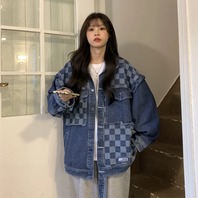 2023 Spring New Women's Denim Coat Korean Fashion Versatile Plaid Panel Polo Collar Long Sleeve Loose Jacket Free Shipping
2023 Spring New Women's Denim Coat Korean Fashion Versatile Plaid Panel Polo Collar Long Sleeve Loose Jacket Free Shipping