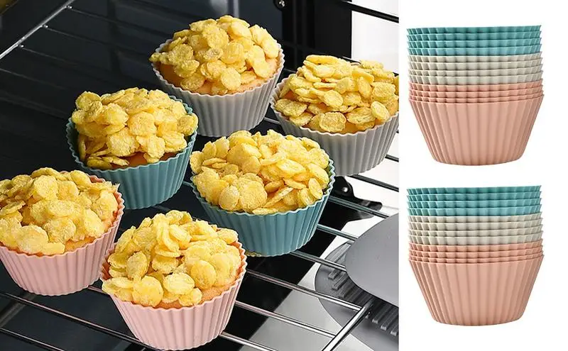 

12pcs Silicone Muffin Cupcake Liners Reusable cup cake Cases Heat Resistant Baking Cups Molds Set baby food Jelly Egg Pastry box