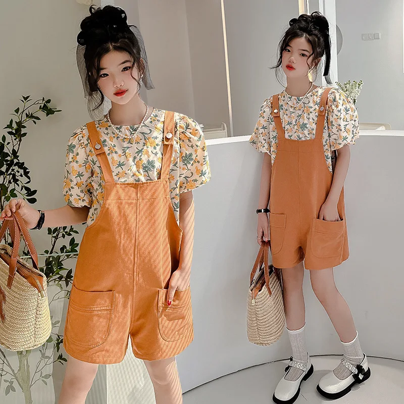 New Teen Girls Clothing Set Korean Kids Loose Fashion Floral Bubble Sleeve Top + Casual Suspenders Jumpsuit Suit Child 5-15 Year
New Teen Girls Clothing Set Korean Kids Loose Fashion Floral Bubble Sleeve Top + Casual Suspenders Jumpsuit Suit Child 5-15 Year