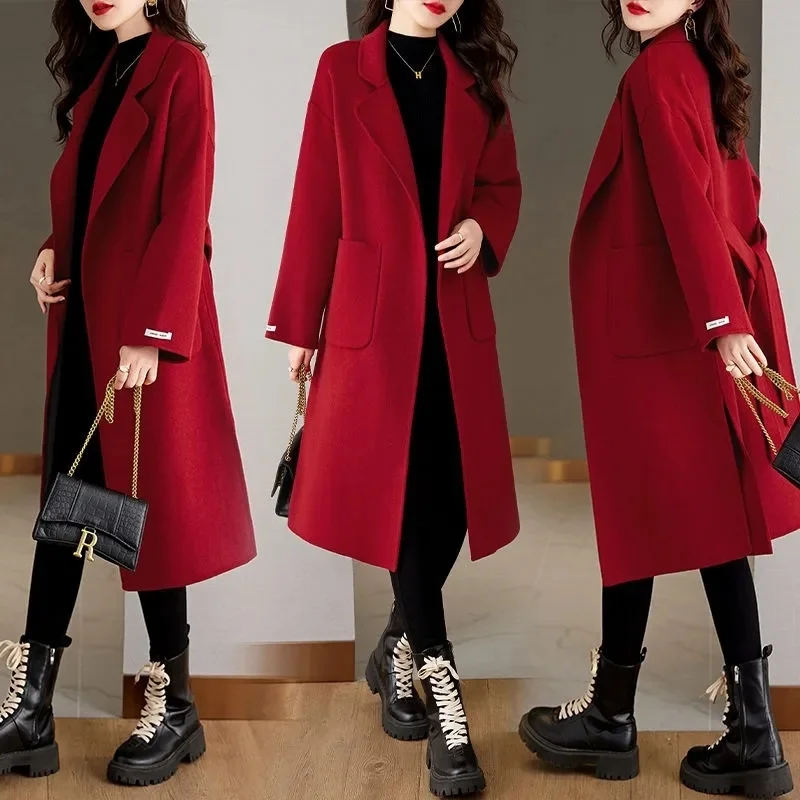 Double Sided Wool Coat Lace-Up Women's Long Korean Loose Vintage Lady Blend Cashmere Jacket 2023 Autumn/Winter New High Quality
Double Sided Wool Coat Lace-Up Women's Long Korean Loose Vintage Lady Blend Cashmere Jacket 2023 Autumn/Winter New High Quality