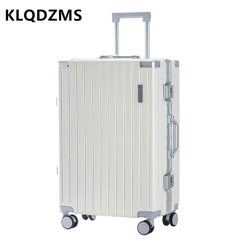 

KLQDZMS Cabin Suitcase ABS+PC Aluminum Frame Boarding Case 20"22"24"26 Inch Aluminum Frame Trolley Case Carry-on Luggage