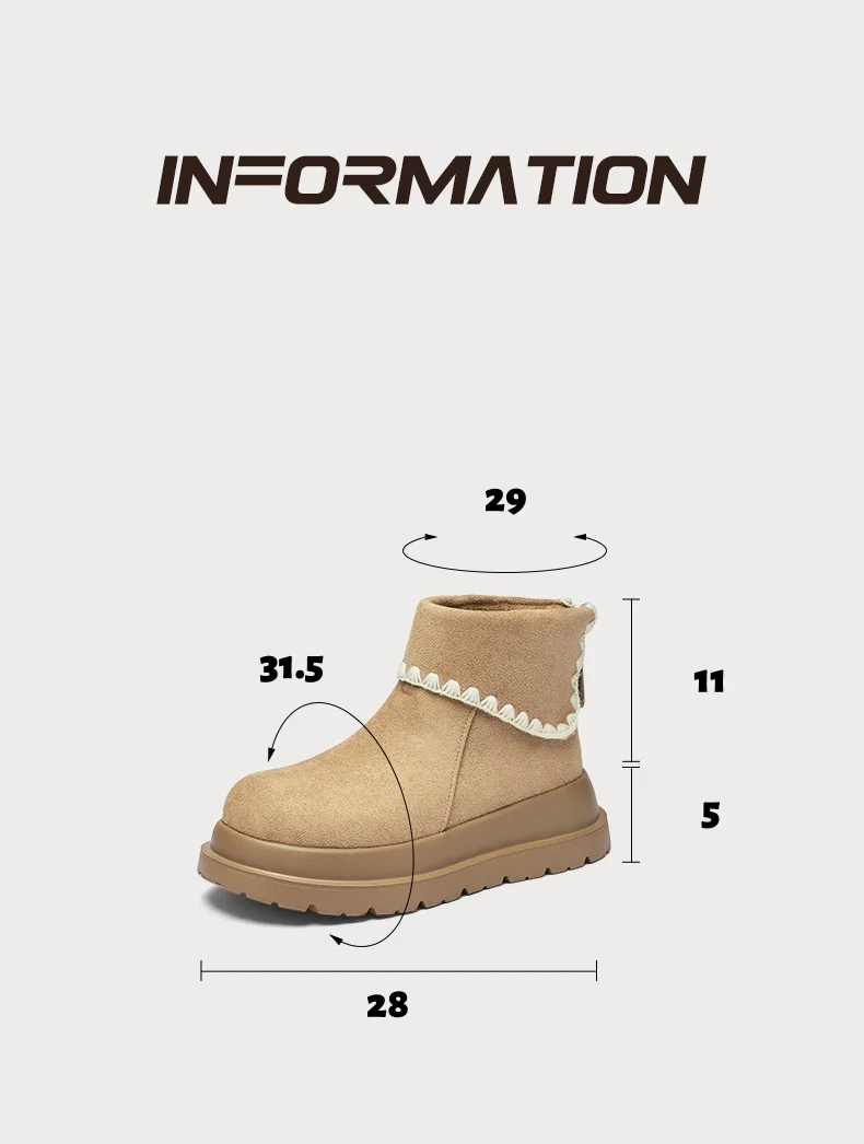 أحذية نسائية للثلج بنعل سميك، أحذية شتوية دافئة مبطنة بالفرو الناعم والمتين أحذية نسائية للثلج بنعل سميك، أحذية شتوية دافئة مبطنة بالفرو الناعم والمتين