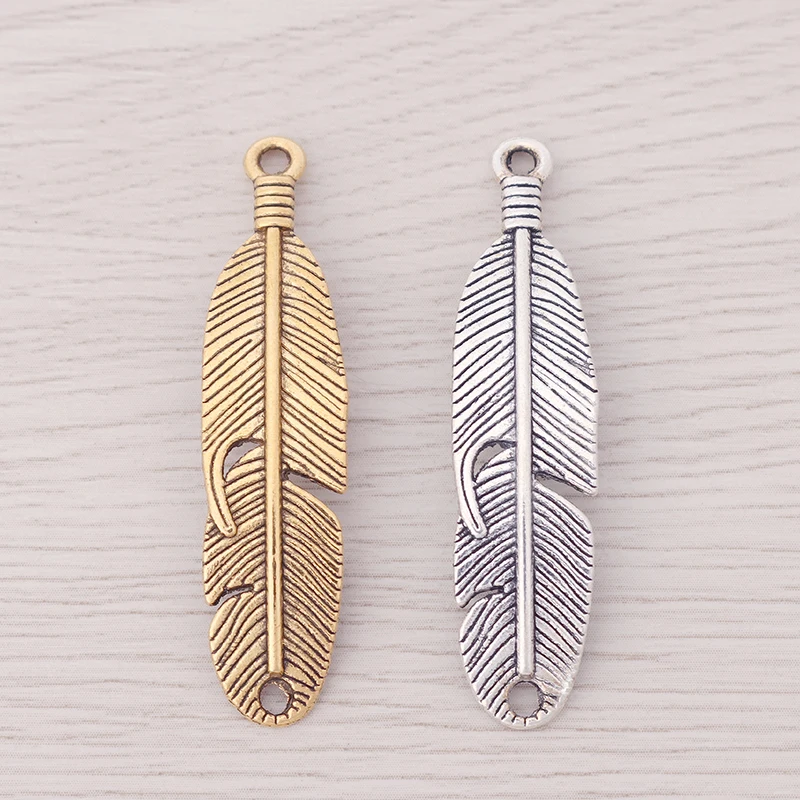 10 x Tibetan Silver/Gold Color Curved Feather Connector Charms Pendants for Bracelet Jewelry Making Accessories 46x11mm
10 x Tibetan Silver/Gold Color Curved Feather Connector Charms Pendants for Bracelet Jewelry Making Accessories 46x11mm