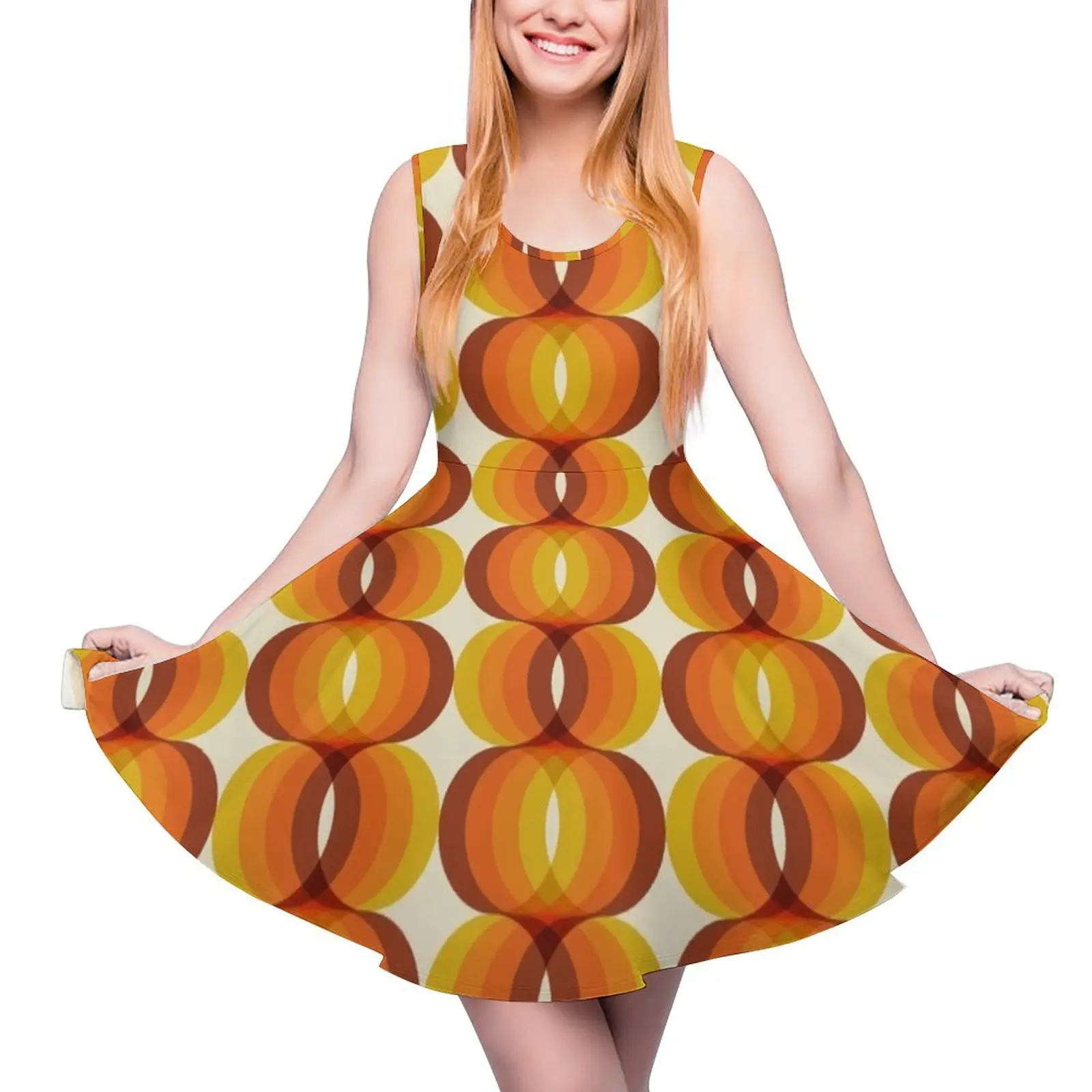Orange, Brown, and Ivory Retro 1960s Wavy Pattern Round Neck Dress Party dresses for women women's dresses luxury prom dresses
Orange, Brown, and Ivory Retro 1960s Wavy Pattern Round Neck Dress Party dresses for women women's dresses luxury prom dresses