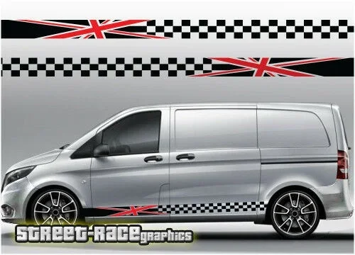 

For x2 Mercedes Vito racing stripes 022 decals vinyl graphics sport van UNION JACK FLAG