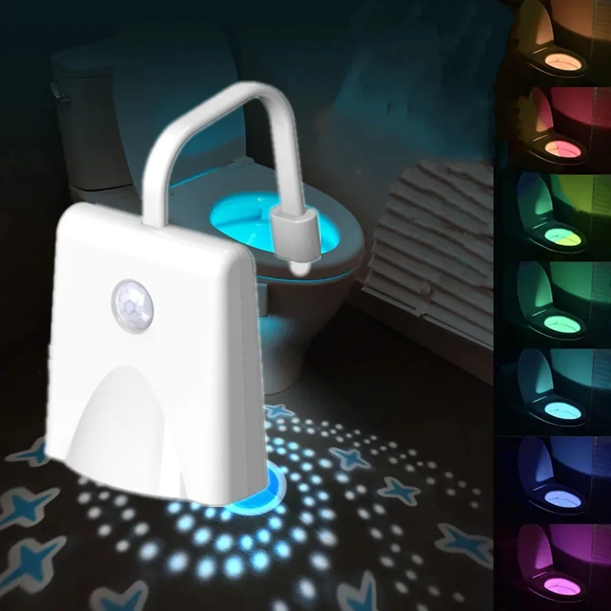 

10 color LED toilet projection night light Human intelligent motion sensing light toilet waterproof charging dimming light WC