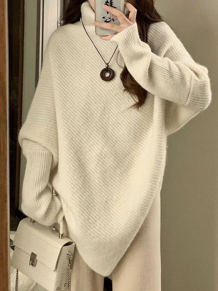 Autumn Winter Irregular Turtleneck Sweater Women Long Sleeve Knitted Sweater Ladies Korean Fashion Solid Color Casual Pullovers
Autumn Winter Irregular Turtleneck Sweater Women Long Sleeve Knitted Sweater Ladies Korean Fashion Solid Color Casual Pullovers
