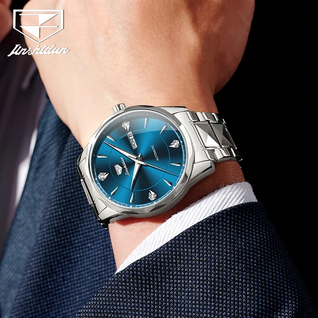 JSDUN-Montre-bracelet de luxe pour homme, bracelet en acier au tungstène, automatique, mécanique, étanche, calendrier hebdomadaire, marque Shoous, nouveau 2