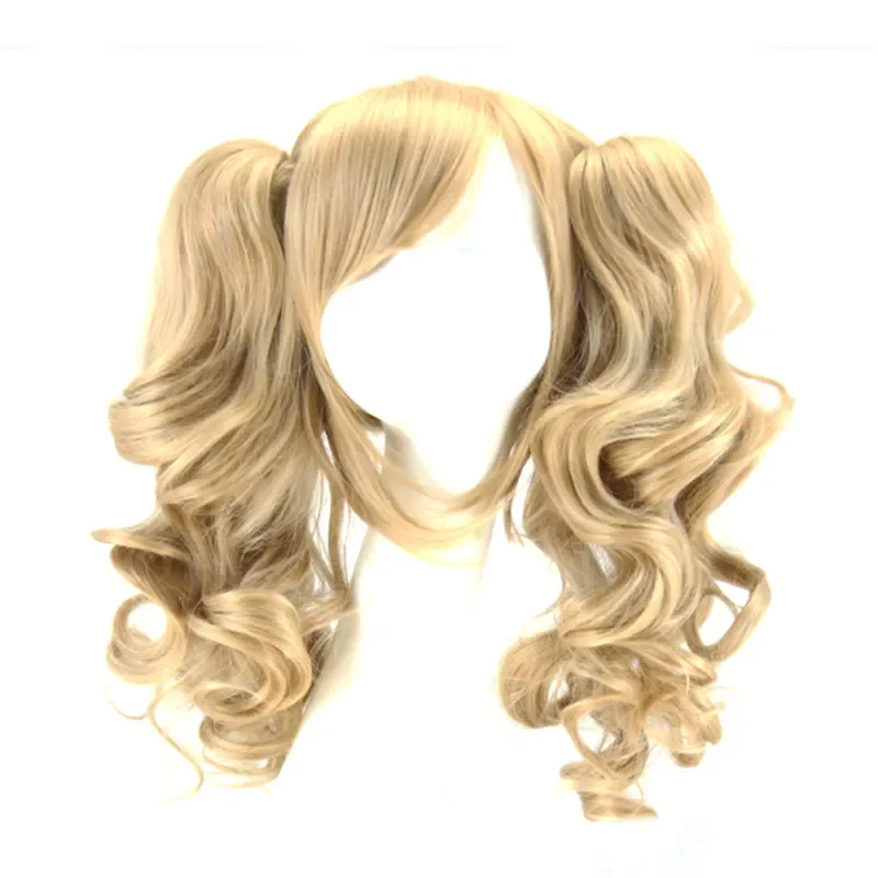 

Двойной парик для конского хвоста, волнистые блонд, парики аниме для женщин, средней длины, термостойкие волосы из синтетического волокна