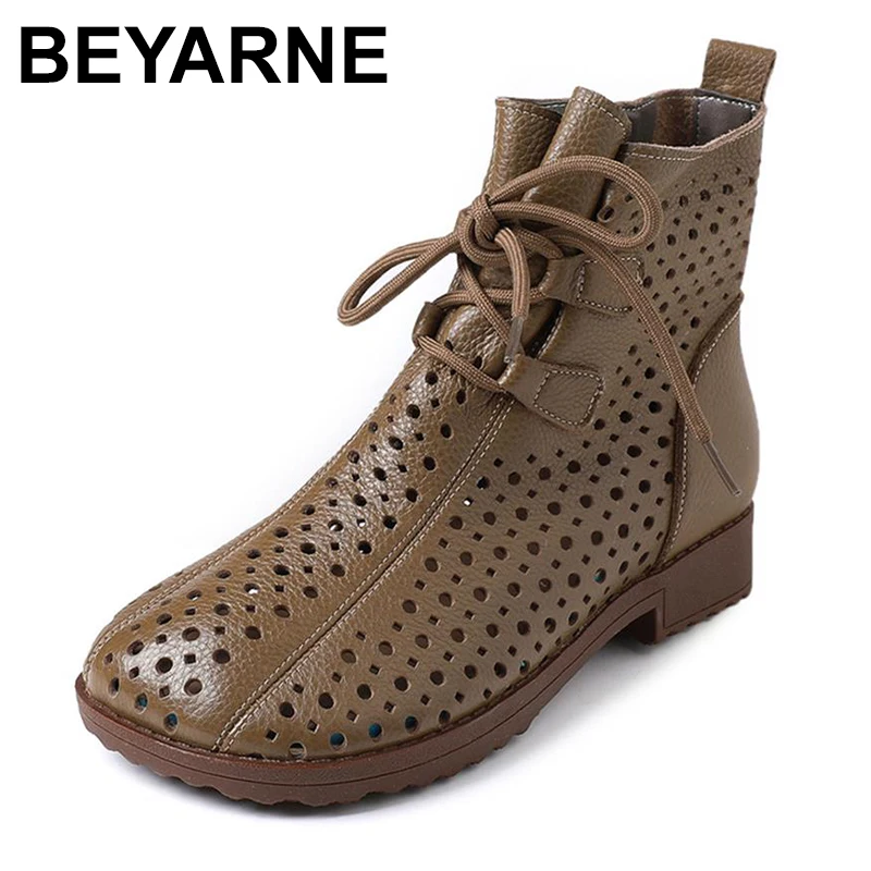 Spring Summer 100% Genuine Leather Boots Breathable Hollow Boots Flat Soft Non-slip Big Size Comfortable Shoes Women
Spring Summer 100% Genuine Leather Boots Breathable Hollow Boots Flat Soft Non-slip Big Size Comfortable Shoes Women