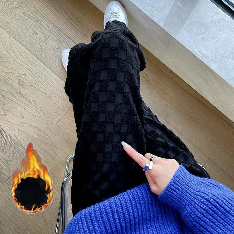 2022 New In Velvet Thickened Checkerboard Female High Waist Autumn and Winter Straight Casual Black Traf Streetwear Y2k Pants
2022 New In Velvet Thickened Checkerboard Female High Waist Autumn and Winter Straight Casual Black Traf Streetwear Y2k Pants