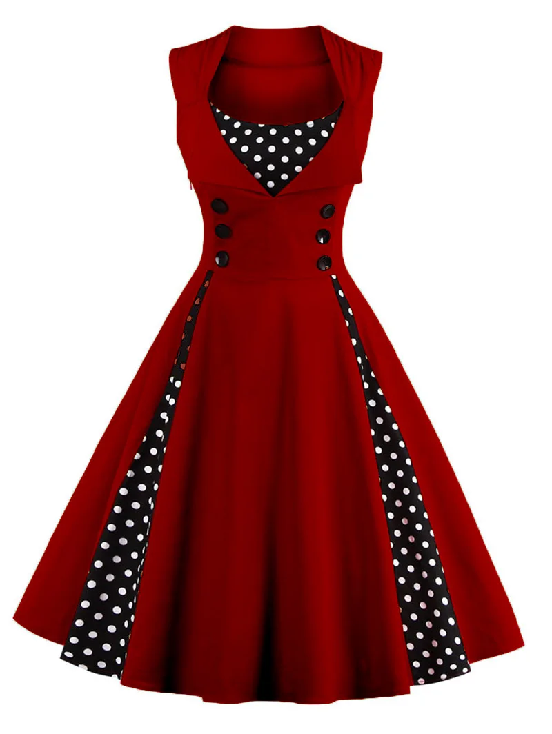 

S-5XL Women Robe Retro Vintage Dress 50s 60s Rockabilly Dot Swing Pin Up Summer Party Dresses Elegant Tunic Vestidos Casual
