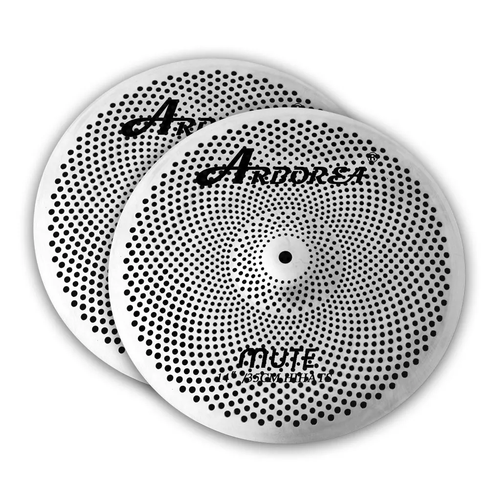 Aborea Серебристая низкая громкость Бесшумная 14-дюймовая тарелка для барабанщиков для тренировок в помещении