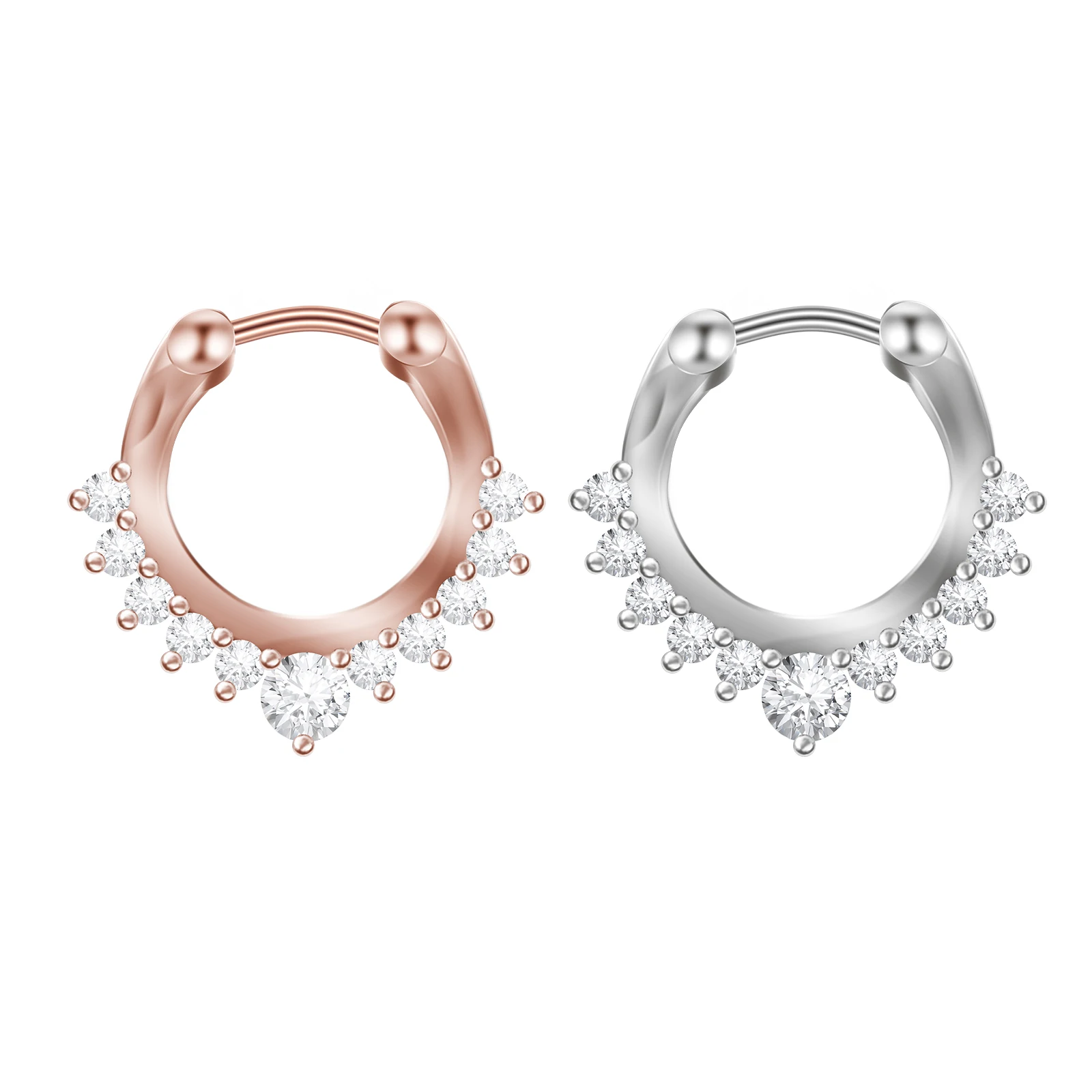 New European and American fashion stainless steel inlaid zircon nose ring geometric piercing jewelry 
New European and American fashion stainless steel inlaid zircon nose ring geometric piercing jewelry