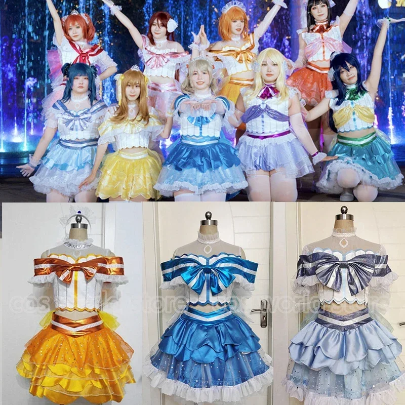 Anime LoveLive Sunshine Aqours Love Aquarium Chika Ruby Dia Kunan Cosplay Costume Party Sexy Rhinestone Dress Halloween Uniform 
Anime LoveLive Sunshine Aqours Love Aquarium Chika Ruby Dia Kunan Cosplay Costume Party Sexy Rhinestone Dress Halloween Uniform