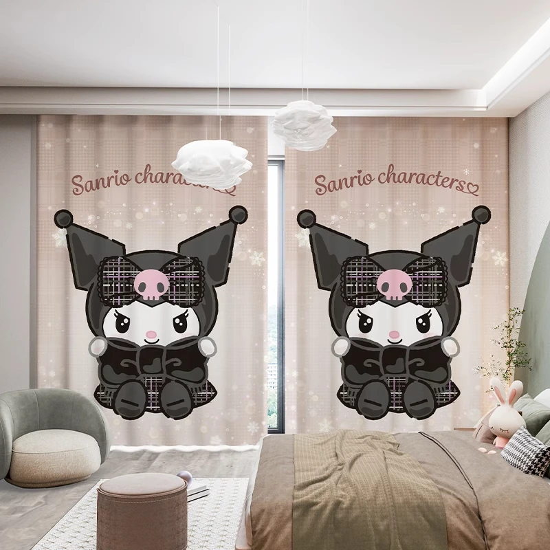 

Curtains Kuromi Little Devil Black Brown Fashion Design Girls Boys Bedroom Room Decoration Children's Room Bay Window Curtains