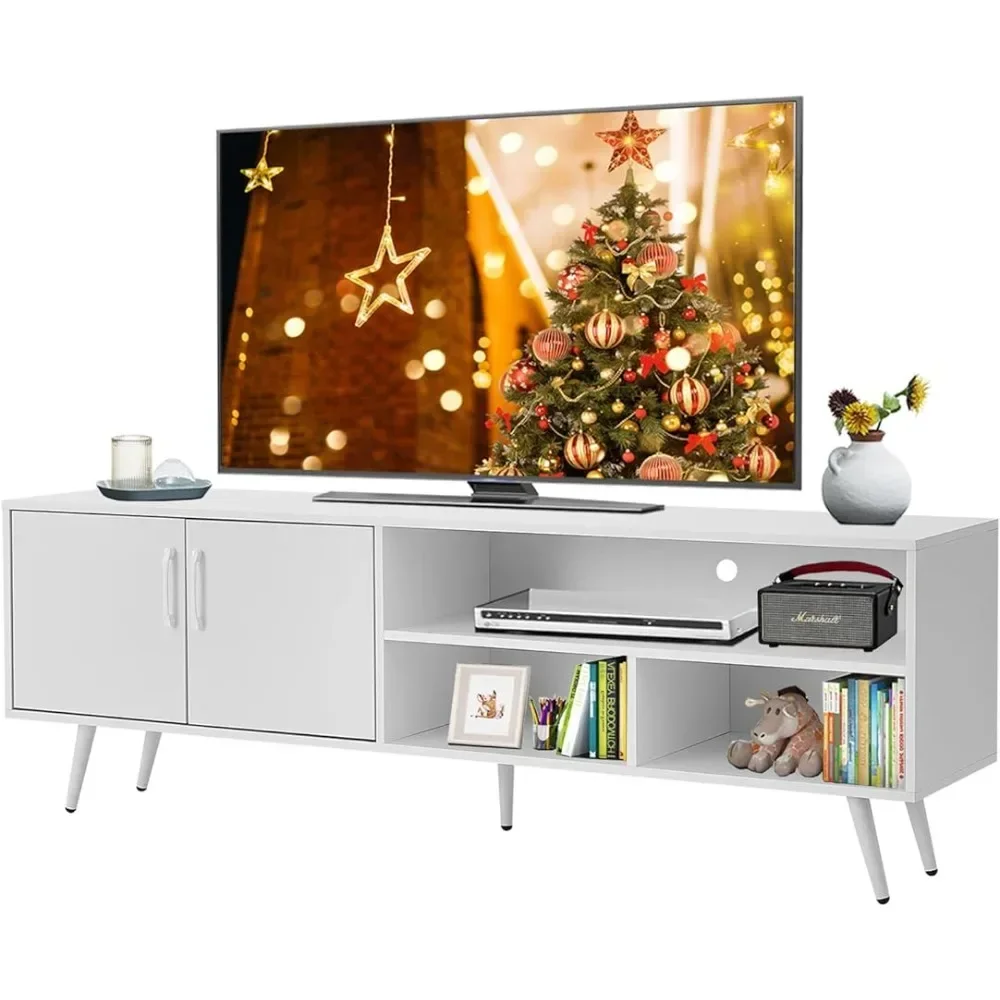 

62.99” TV Stand Television Stands TV Console Unit With 3 Open Cubby and 2 Doors for Living Room Bedroom for TVs Up to 70 Inches