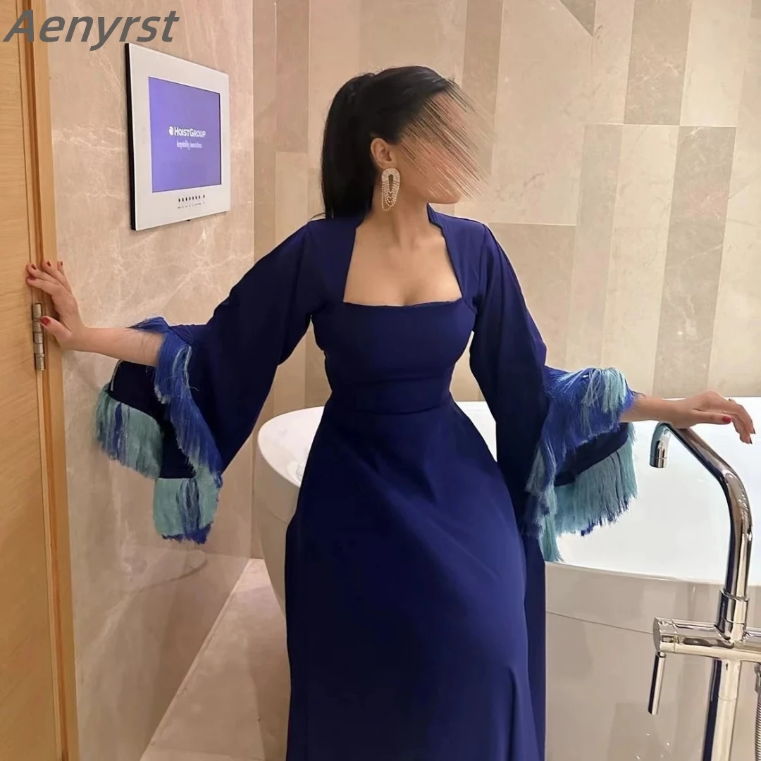 Royal Blue Party Gowns Square Neck Tassels Long Sleeves Evening Dress Night Dubai Saudi Arabia Women Wear A Line Prom Dresses
Royal Blue Party Gowns Square Neck Tassels Long Sleeves Evening Dress Night Dubai Saudi Arabia Women Wear A Line Prom Dresses