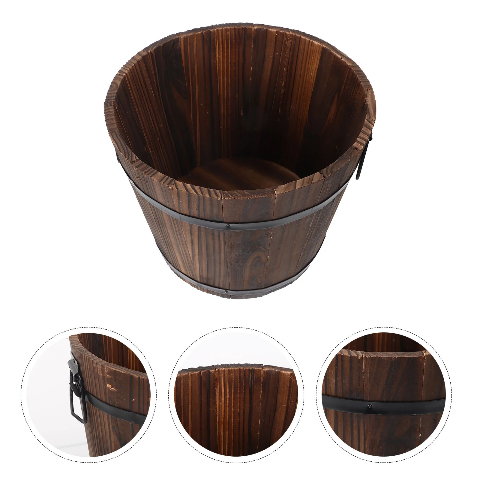Rustic Wooden Whiskey Barrels Bucket Handle Flower Planter Plant Pots Boxes Container Pail Patio Garden Backyard
Rustic Wooden Whiskey Barrels Bucket Handle Flower Planter Plant Pots Boxes Container Pail Patio Garden Backyard