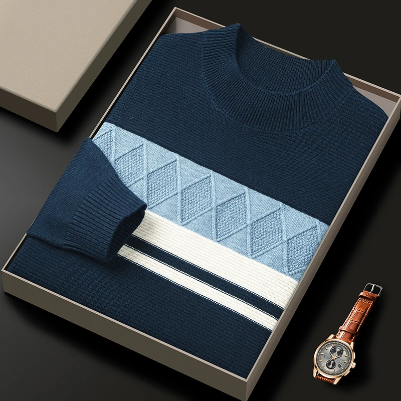 Autumn New Sweater Men Business Casual Diamond Print Slim O-Neck Long Sleeve Pullover Knitting Bottoming Sweater Male
Autumn New Sweater Men Business Casual Diamond Print Slim O-Neck Long Sleeve Pullover Knitting Bottoming Sweater Male