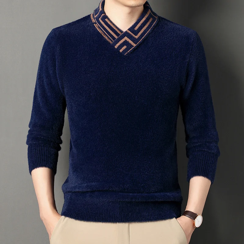 Brand Men's Winter Soft Knitted Pullover Mink Plus Fashion Sweater Top Designer Luxury Embroidery New Thickened Mens Clothing
Brand Men's Winter Soft Knitted Pullover Mink Plus Fashion Sweater Top Designer Luxury Embroidery New Thickened Mens Clothing