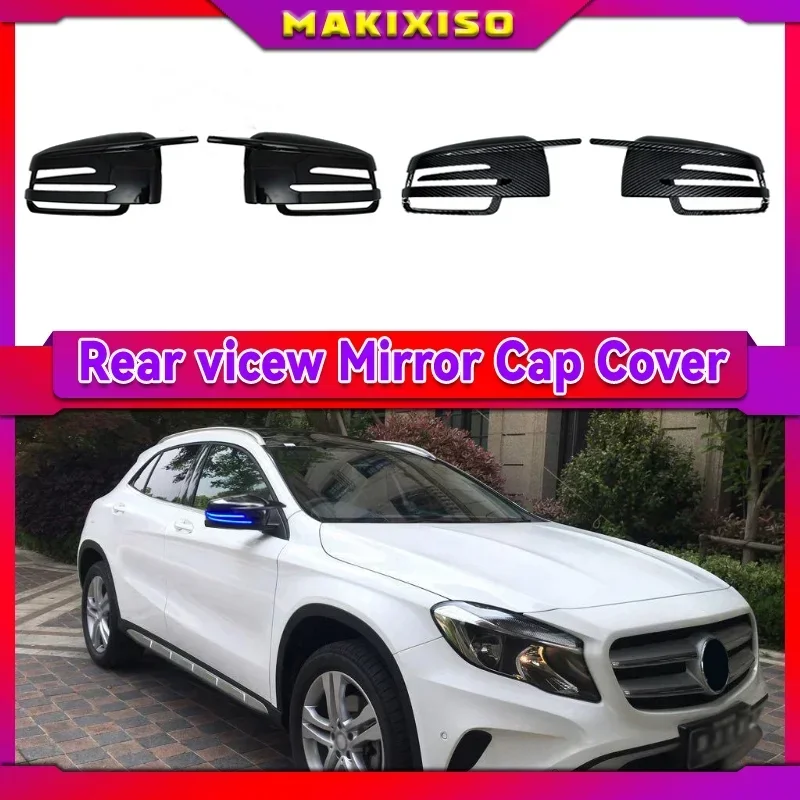 

1 Pair Car Decal Rearview Mirror Cover Cap For Mercedes Benz W204 C207 W212 W221 Exterior Black ABS Car L+R Side Mirror Covers