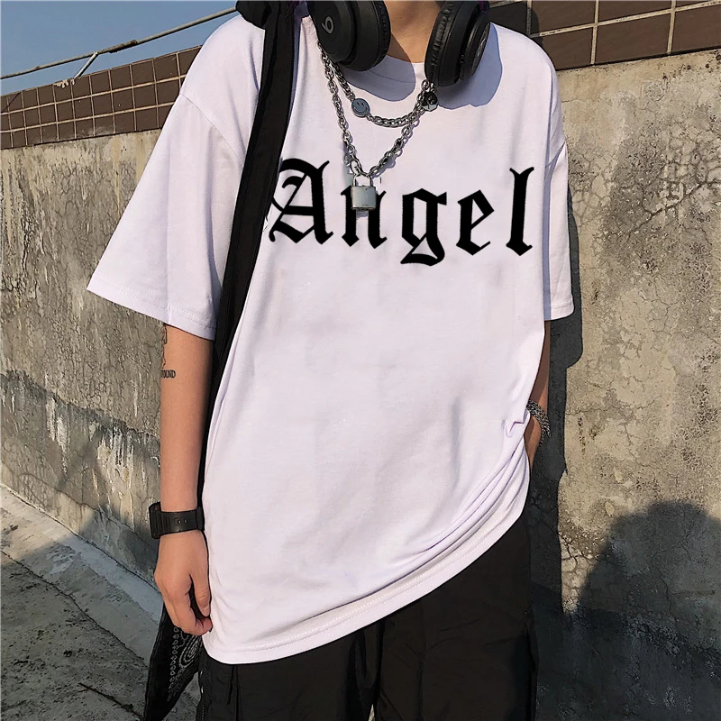 

Oversized T-Shirt Kawaii Female Women Tshirt Top White Harajuku Vintage Women's Cargo Short Sleeve Ulzzang Cartoon Gothic Punk