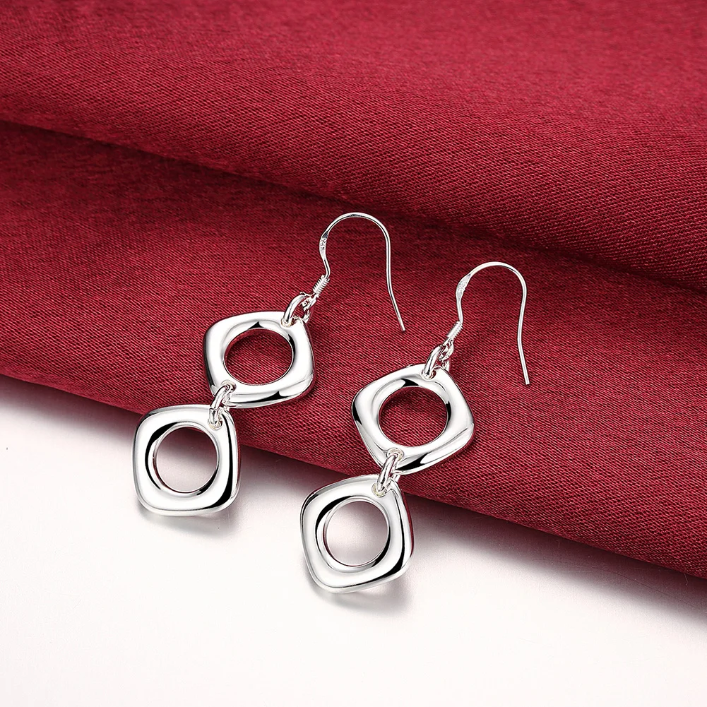 925 Pure Silver Korean Fashion Jewelry Wedding Women's Party Festival Popular Personality Double Square Girl Earrings
925 Pure Silver Korean Fashion Jewelry Wedding Women's Party Festival Popular Personality Double Square Girl Earrings