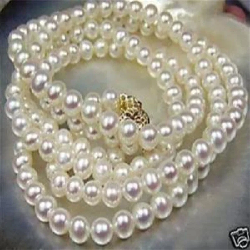 

Белое Жемчужное Ожерелье Akoya с культивированным жемчугом размером 7-8 мм, размер 34 дюйма