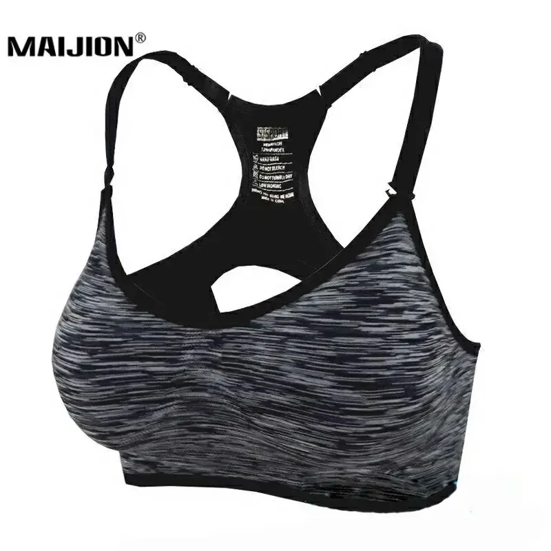

Women Fitness Yoga Sports Bra For Running Adjustable Spaghetti Straps Padded Top Seamless Top Athletic Vest S M L