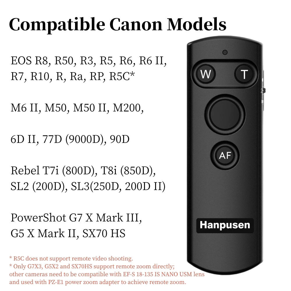 Hanpusen BR-E1B Wireless Remote Shutter Release for Canon EOS 9000D, 77D, G7XIII, G5XII, R, R3, R5, R6, R7, R8; as Canon BR-E1
Hanpusen BR-E1B Wireless Remote Shutter Release for Canon EOS 9000D, 77D, G7XIII, G5XII, R, R3, R5, R6, R7, R8; as Canon BR-E1