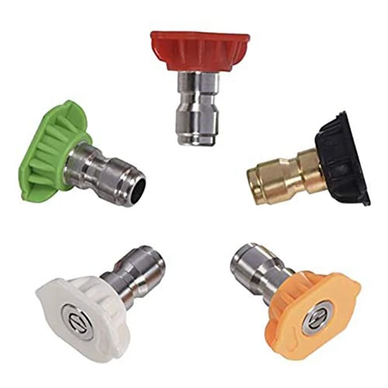 

Pressure Washer Tools With 1/4 Brass Female Quick Fitting And 5 Pcs 1/4 Degrees Pressure Washer Nozzles Tips For Karcher