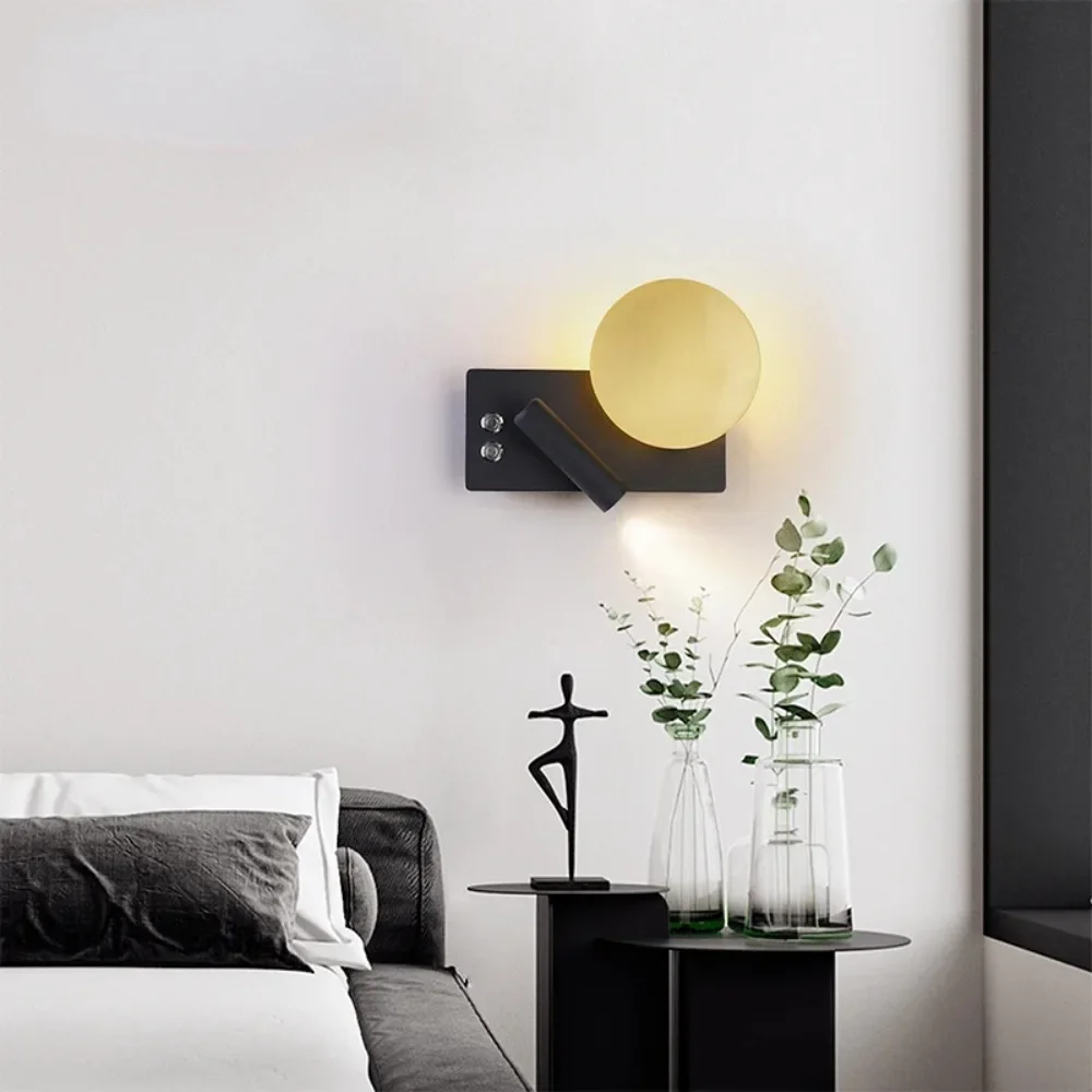 

Светодиодные Настенные светильники с выключателем, современная лампа для коридора, модное прикроватное бра для чтения белого и черного цвета, скандинавский светильник, 5 Вт
