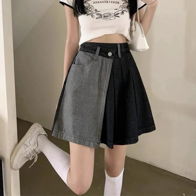 Gidyq Summer Women Denim Skirts Oversize 5Xl Korean Fashion Patchwork Mini Skirts Female Casual All Match Pleated Skirts New
Gidyq Summer Women Denim Skirts Oversize 5Xl Korean Fashion Patchwork Mini Skirts Female Casual All Match Pleated Skirts New