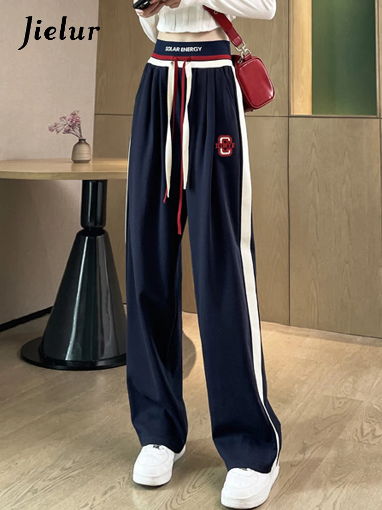 Jielur Sport Casual Slim Women's Pants Drawstring Spell Color Letter Straight Loose Female Wide Leg Pants Simple Office Ladies
Jielur Sport Casual Slim Women's Pants Drawstring Spell Color Letter Straight Loose Female Wide Leg Pants Simple Office Ladies