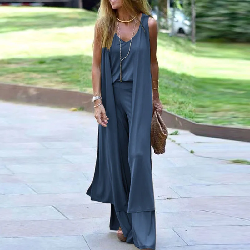 Lady Solid Casual Outfits 2024 Commuter Women 3 Pcs Set Elegant Sleeveless V-Neck Tank +Long Cardigan +Wide Leg Pants Suit
Lady Solid Casual Outfits 2024 Commuter Women 3 Pcs Set Elegant Sleeveless V-Neck Tank +Long Cardigan +Wide Leg Pants Suit