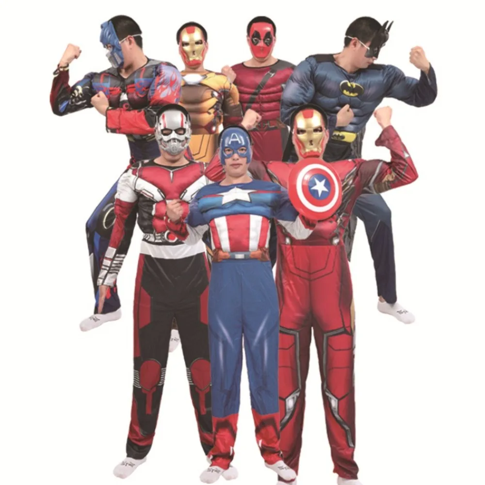 

Adult Marvel Hero Cosplay Muscle Costume Anime Superhero Captain America Iron Man Hulk Carnival Party Clothing