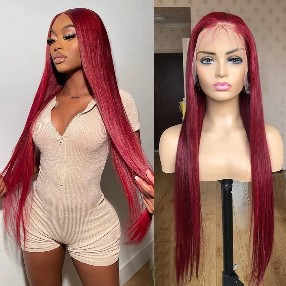 Burgundy Red 13x4 HD Lace Front Human Hair Wigs 99J Colored Straight Lace Frontal Glueless Wig For Women 30 34 36 Inch Cheap
Burgundy Red 13x4 HD Lace Front Human Hair Wigs 99J Colored Straight Lace Frontal Glueless Wig For Women 30 34 36 Inch Cheap