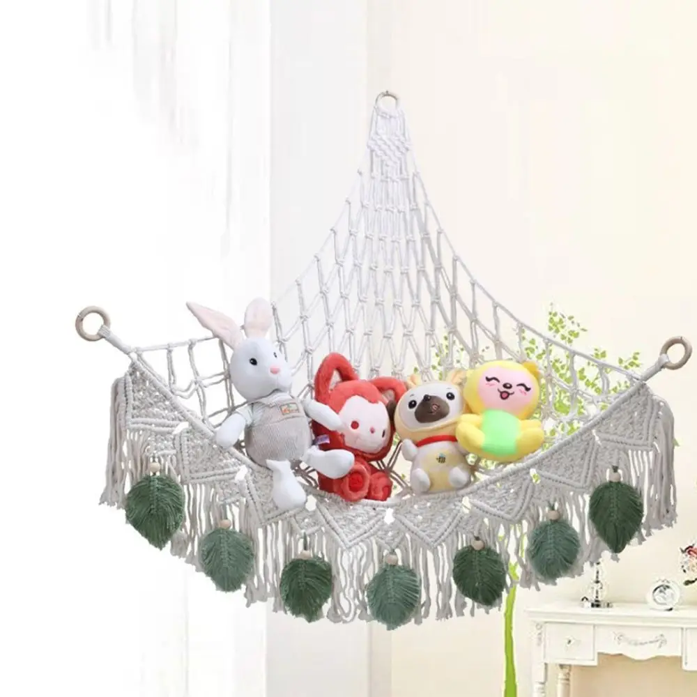 

Triangle Toy Net Stuffed Animal Toy Storage Hammock Macrame Jumbo Doll Room Corner Organizer Mesh Decor-Hanging Storage Nets