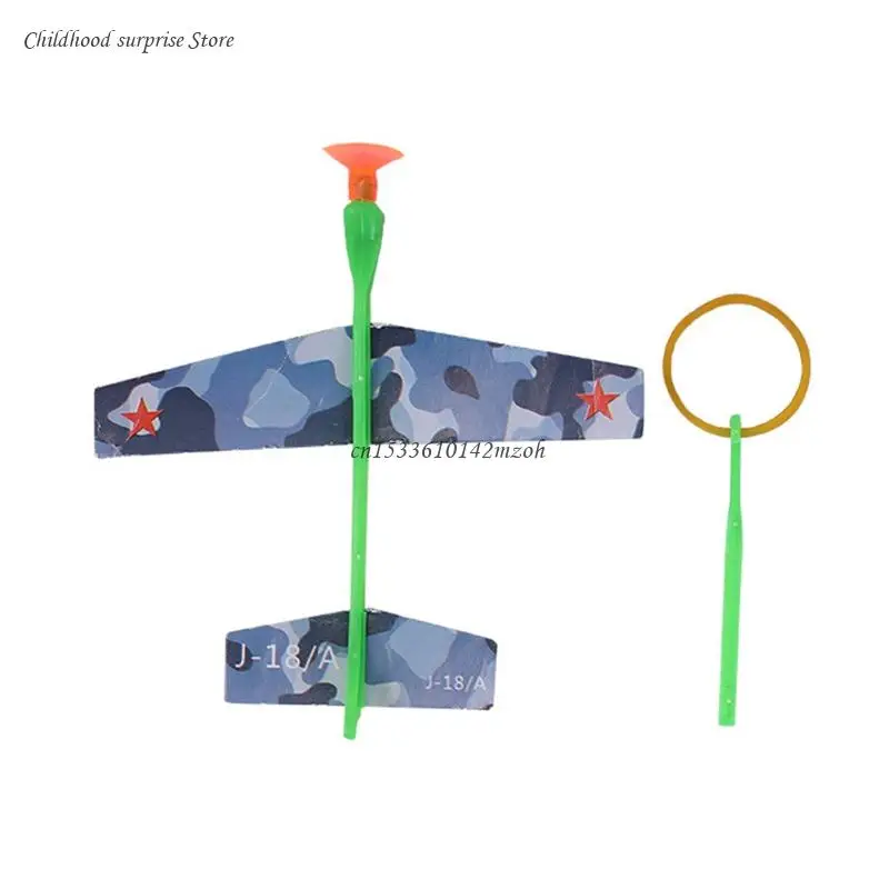 

5’’ Realistic Aircraft Model DIY Flying Toy Kits Elastic Powered Suction Cup Plane Toy Children Funny Backyard Game Dropship