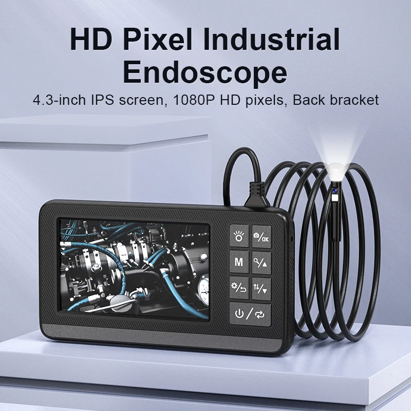 

Dual Lens Industrial Endoscope Inspection Camera 4.3" IPS Screen IP67 Waterproof Snake 1080P Handheld Digital Video Borescope