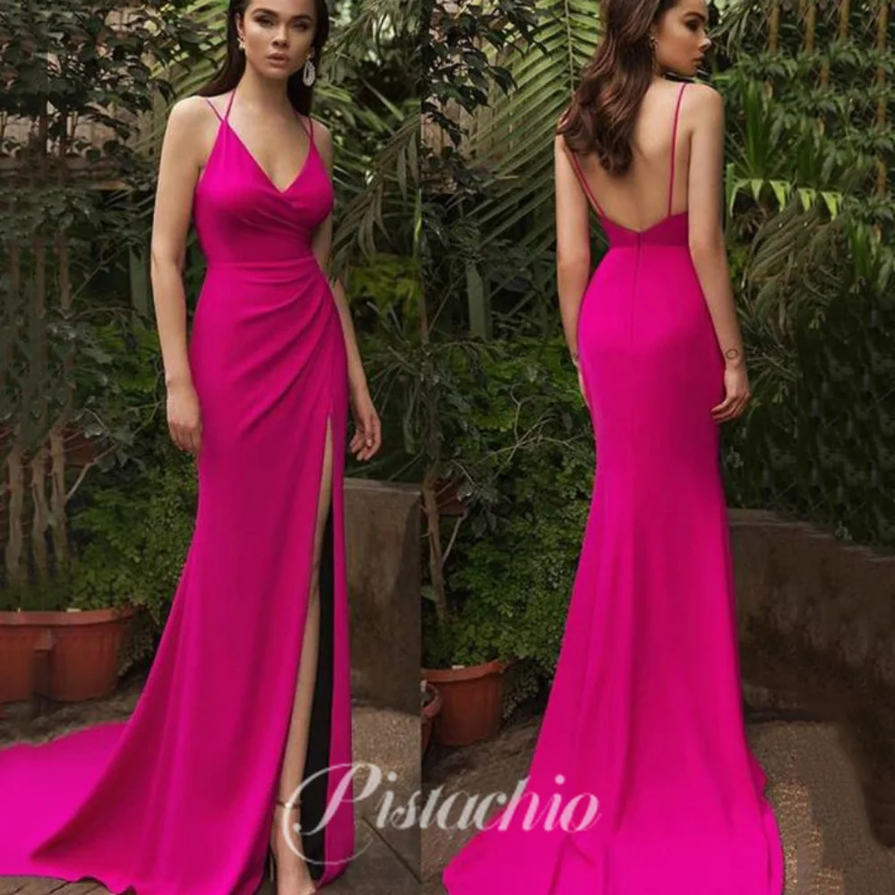 Pistachio Simple Sexy Prom Dress Spaghetti Straps Mermaid Evening Gowns Backless Floor Length Party Dresses robes de soirée
Pistachio Simple Sexy Prom Dress Spaghetti Straps Mermaid Evening Gowns Backless Floor Length Party Dresses robes de soirée