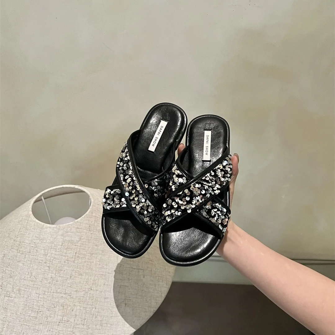 Flat Shoes Female Womens Slippers Outdoor Low Slides Beige Heeled Sandals Pantofle Soft Summer Black 2024 Silver Rome Scandals P
Flat Shoes Female Womens Slippers Outdoor Low Slides Beige Heeled Sandals Pantofle Soft Summer Black 2024 Silver Rome Scandals P