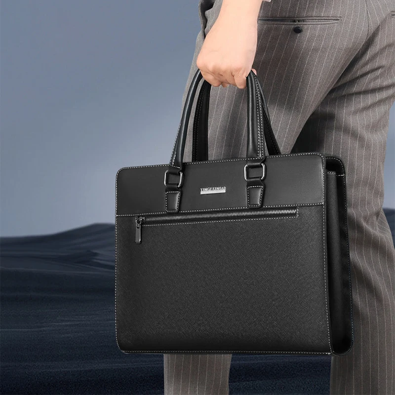

Luxury PVC Briefcase Bag Men Laptop Executive Designer Office Handbag File Shoulder Business Male Computer Side Bag Portfolio