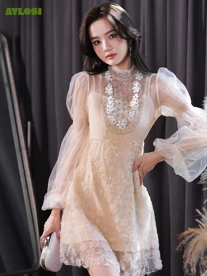 Sexy Beading Evening Party Dress Women Elegant Puff Long-sleeved Mesh Prom Short Dresses Club Streetewear Vestido Traf Clothing
Sexy Beading Evening Party Dress Women Elegant Puff Long-sleeved Mesh Prom Short Dresses Club Streetewear Vestido Traf Clothing
