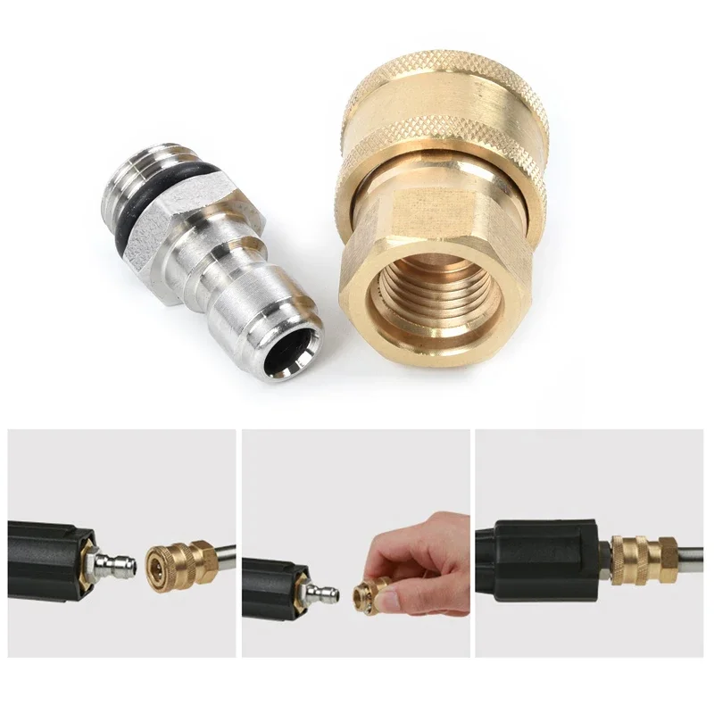 1Pair Pressure Washer Quick Release 1/4 Male M22/14 Female Plug Brass Connector Stainless Steel Garden Watering Equipment
1Pair Pressure Washer Quick Release 1/4 Male M22/14 Female Plug Brass Connector Stainless Steel Garden Watering Equipment