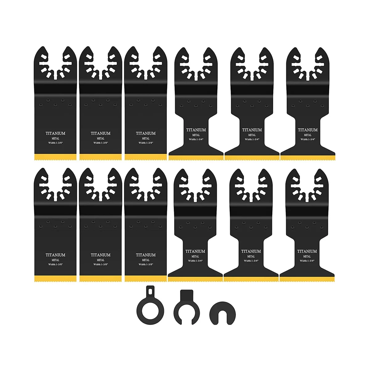12PCS Titanium Oscillating Saw Blades, Multitool Blades for Cutting Hard Material, Metal Nails Wood and Plastic
12PCS Titanium Oscillating Saw Blades, Multitool Blades for Cutting Hard Material, Metal Nails Wood and Plastic
